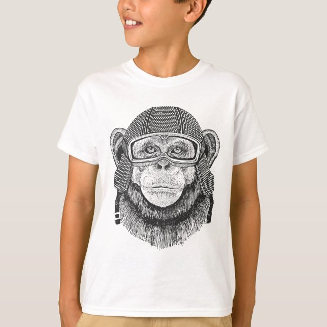 Schimpanse-Motorrad-Reiter T-Shirt (Vorderseite)