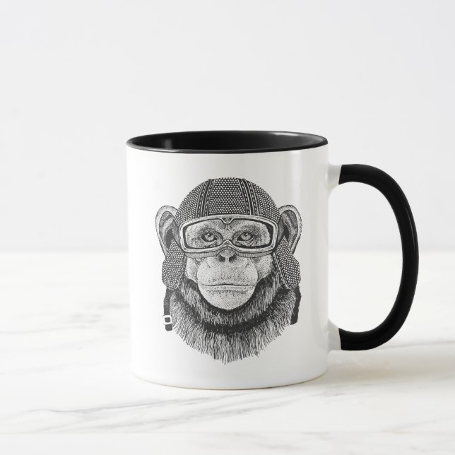Schimpanse-Motorrad-Reiter Tasse (Rechts)