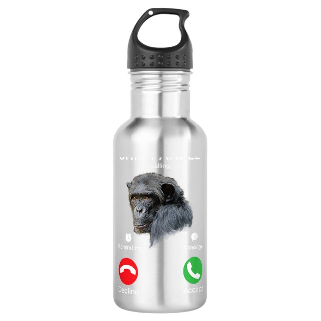 Schimpanse nennt Art Monkey Chimp Ape Tier Edelstahlflasche (Vorderseite)