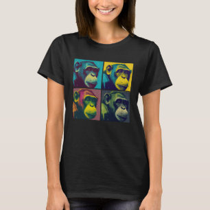 Schimpanse Pop Illustration Farbige Tier Frauen T-Shirt