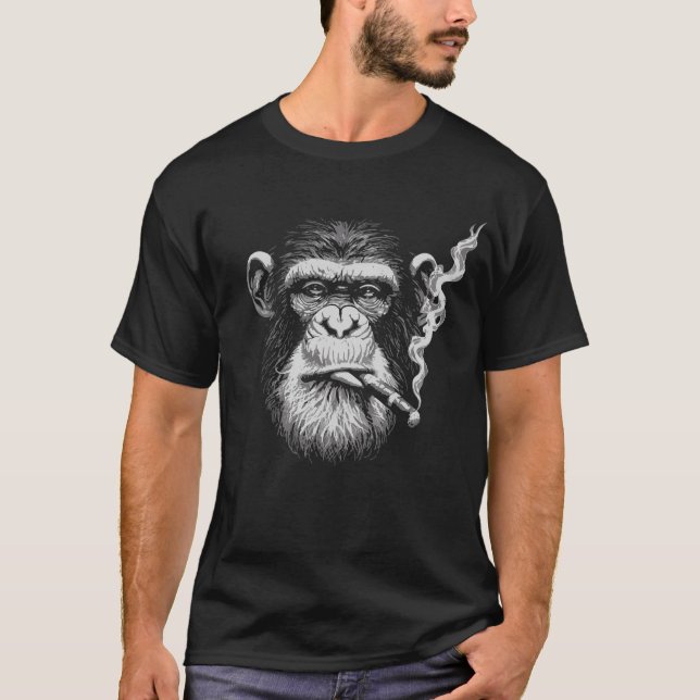 Schimpanse-Raucherporträt T-Shirt (Vorderseite)