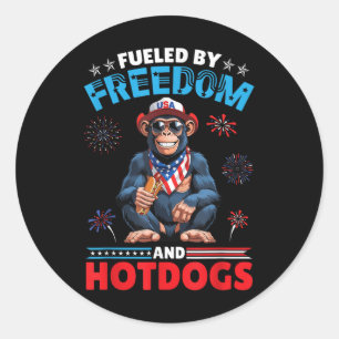 Schimpansen - Amerika mit Freiheit und Hotdogs - 4 Runder Aufkleber