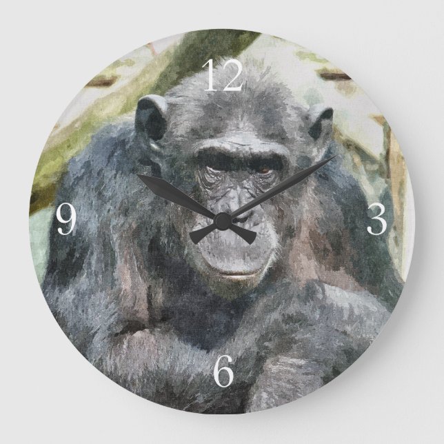 SCHIMPANSEN GROßE WANDUHR (Vorderseite)
