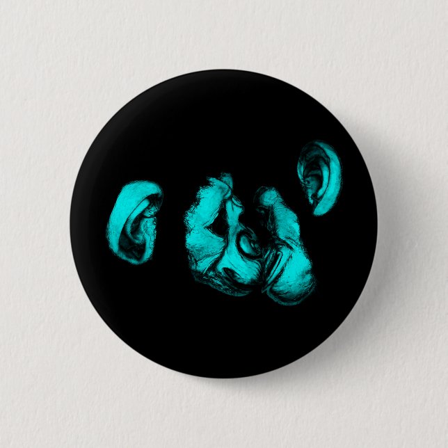 Schimpansen küssen : neon türkis button (Vorderseite)