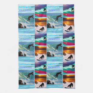 Schimpansen surfen FotoCollage, Geschirrhandtuch Geschirrtuch