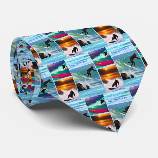 Schimpansen surfen Fotocollage, Neck Tie Krawatte (Gerollt)