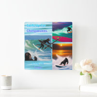 Schimpansen surfen FotoCollage, Wall Clock