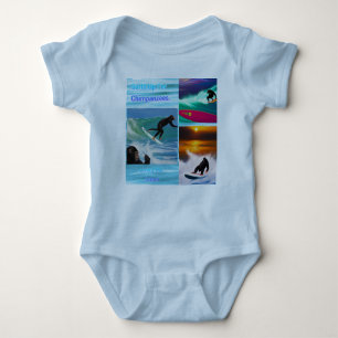 Schimpansen Surffotografie Collage, Baby Bodysuit Baby Strampler