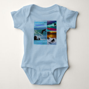 Schimpansen Surffotografie Collage, Baby Bodysuit Strampler