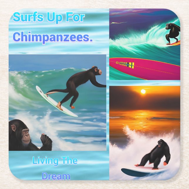 Schimpansen Surffotografie Collage, Untersetzer (Vorderseite)