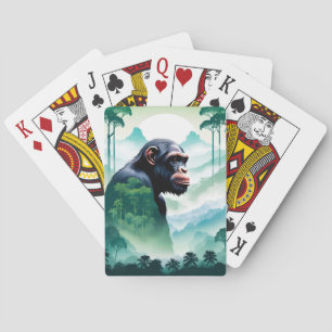 Schimpanzee Wildtier Naturwald Jungle Spielkarten