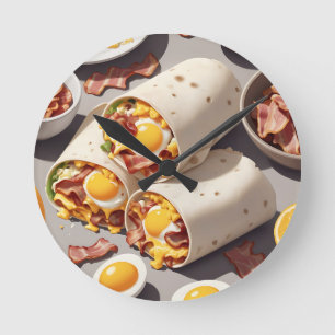 Schinken-Ei-Käse-Frühstückswrap Runde Wanduhr