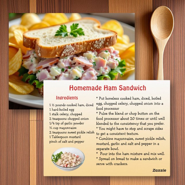 Schinken-Salat-Rezeptkarte Postkarte (Von Creator hochgeladen)