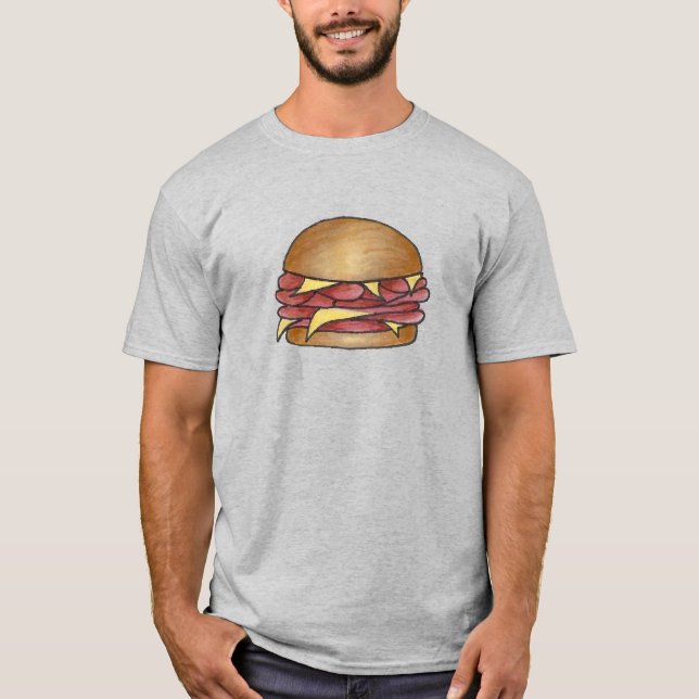 Schinken und Käse auf Bun Lunch Sandwich Deli Food T-Shirt (Vorderseite)