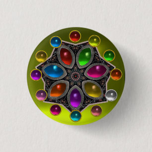 SCHINKSTAR MIT FARBEN GEMSTONES, Gelb Button