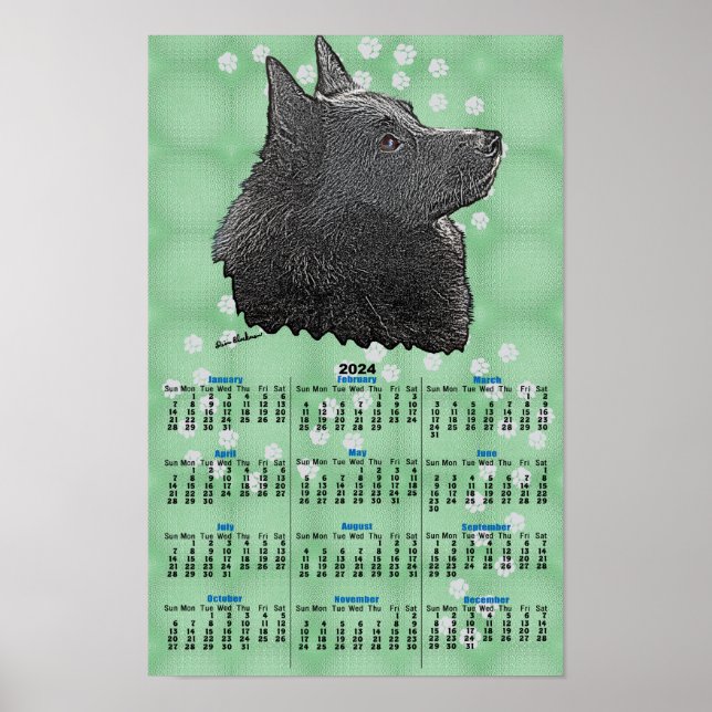 Schipperke 2024 Kalenderposter Poster (Vorne)