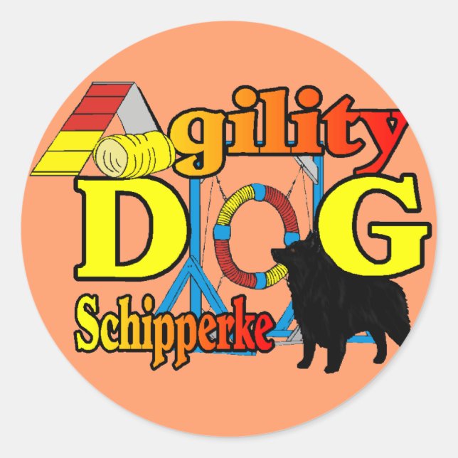 Schipperke Agility Geschenke Runder Aufkleber (Vorderseite)