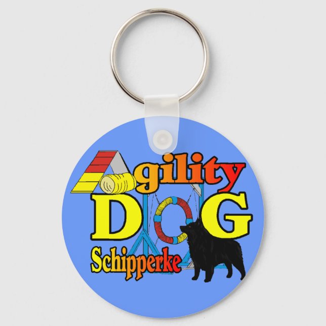 Schipperke Agility Geschenke Schlüsselanhänger (Vorderseite)