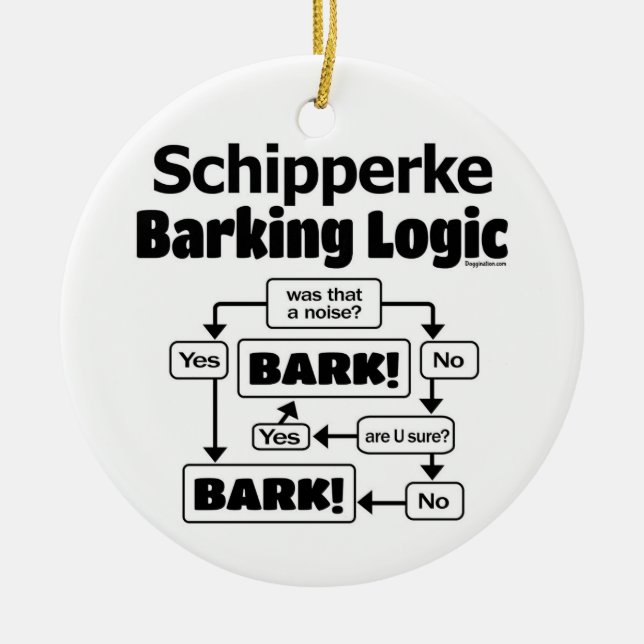 Schipperke Barking Logic Keramik Ornament (Vorne)