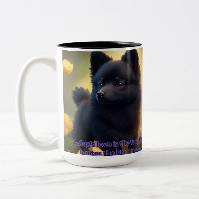 Schipperke Cup Zweifarbige Tasse (Links)