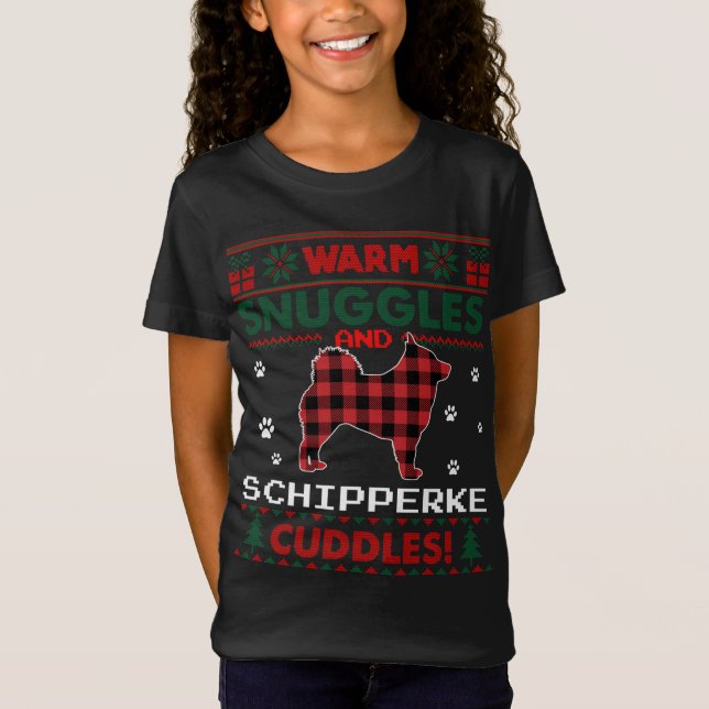 Schipperke Dog Christmas Pajama Ugly Christmas Swe T-Shirt (Vorderseite)