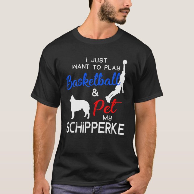 Schipperke Funny Basketball Dog Owner Lover Xmas G T-Shirt (Vorderseite)