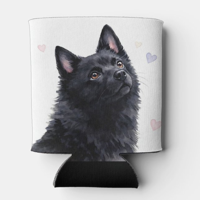 Schipperke-Hunderasse mit Herzen Dosenkühler (Rückseite)
