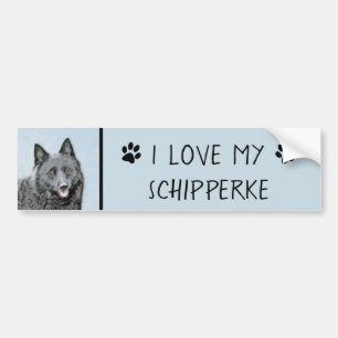 Schipperke Malerei - Niedliche Original Dog Art Autoaufkleber
