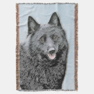 Schipperke Malerei - Niedliche Original Dog Art Decke
