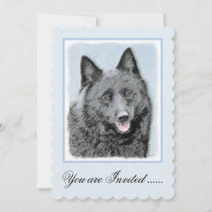 Schipperke Malerei - Niedliche Original Dog Art Einladung
