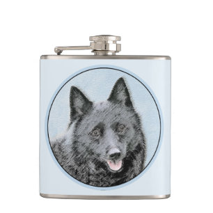Schipperke Malerei - Niedliche Original Dog Art Flachmann