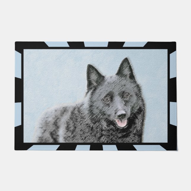 Schipperke Malerei - Niedliche Original Dog Art Fußmatte (Vorderseite)