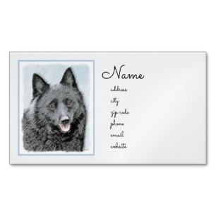 Schipperke Malerei - Niedliche Original Dog Art Magnetische Visitenkarte