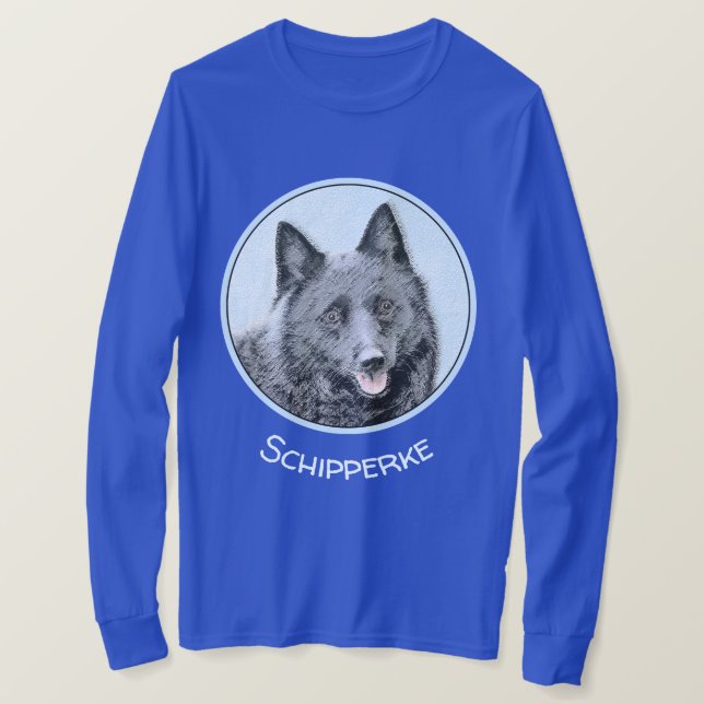 Schipperke Malerei - Niedliche Original Dog Art T-Shirt (Design vorne)