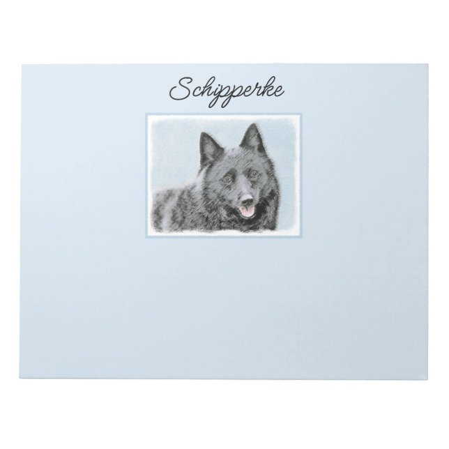 Schipperke-Malerei - Niedlicher Original Hundekuns Notizblock (Vorderseite)