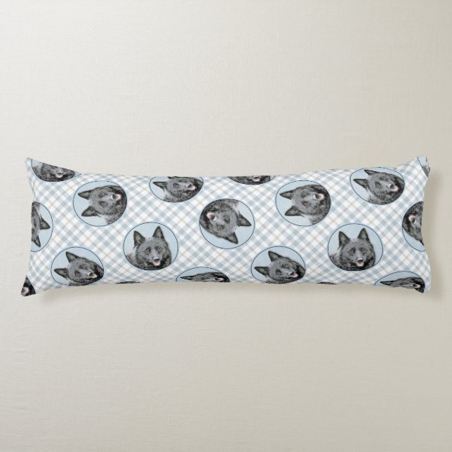 Schipperke Malerei Schwarzer Niedlicher Hund Kunst Seitenschläferkissen (Vorderseite)