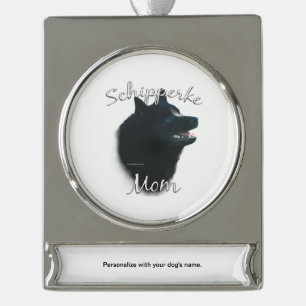 Schipperke Mama 2 Banner-Ornament Silber