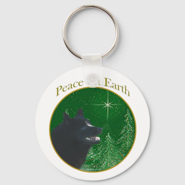 Schipperke Peace Schlüsselanhänger (Vorderseite)