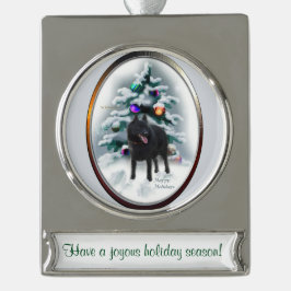 Schipperke Personalisierte Weihnachten Banner-Ornament Silber