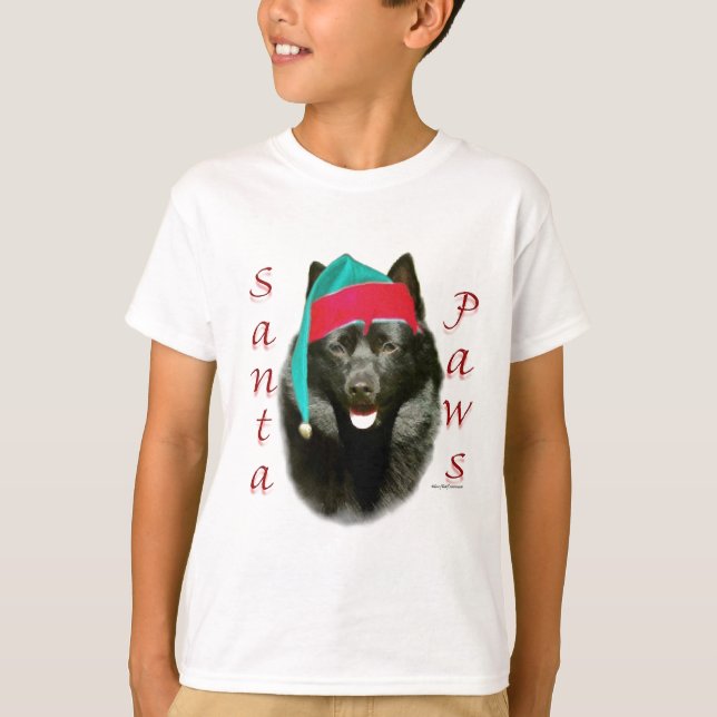 Schipperke Santa Paws T-Shirt (Vorderseite)