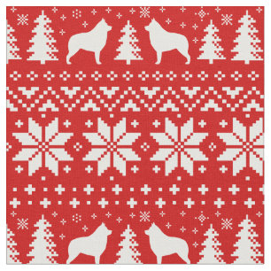 Schipperke Silhouetten Weihnachtsfeiertag Gemuster Stoff