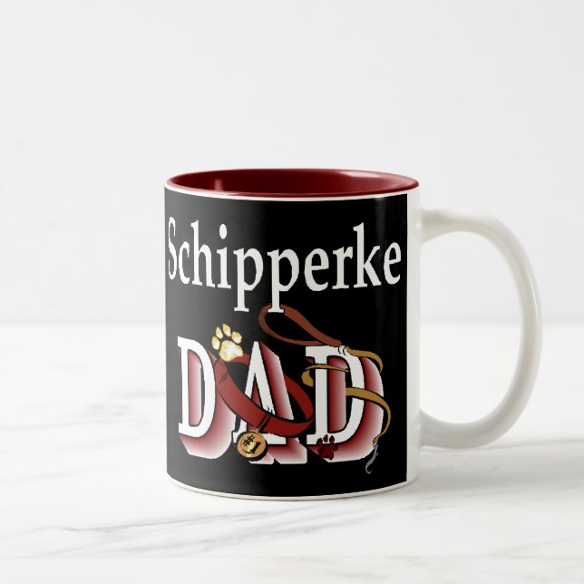 Schipperke Vater Geschenke Zweifarbige Tasse (Rechts)