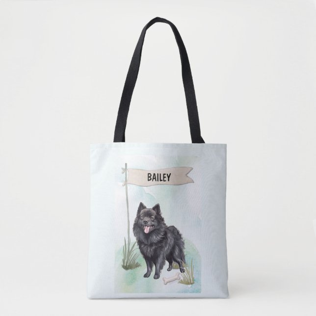 Schipperke-Wasserfarbe Personalisierter Hund (Vorderseite)