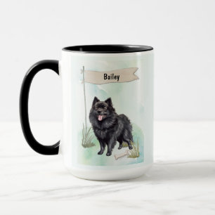 Schipperke Wasserfarbe Personalisierter Hund Tasse
