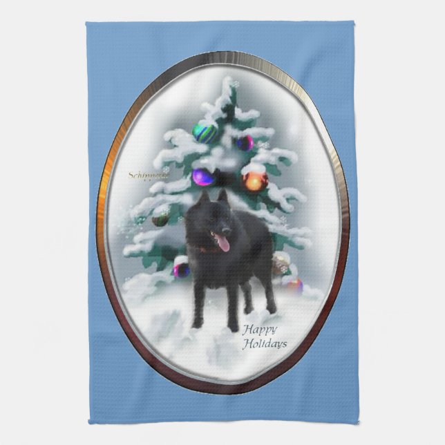 Schipperke Weihnachten Geschirrtuch (Vertikal)