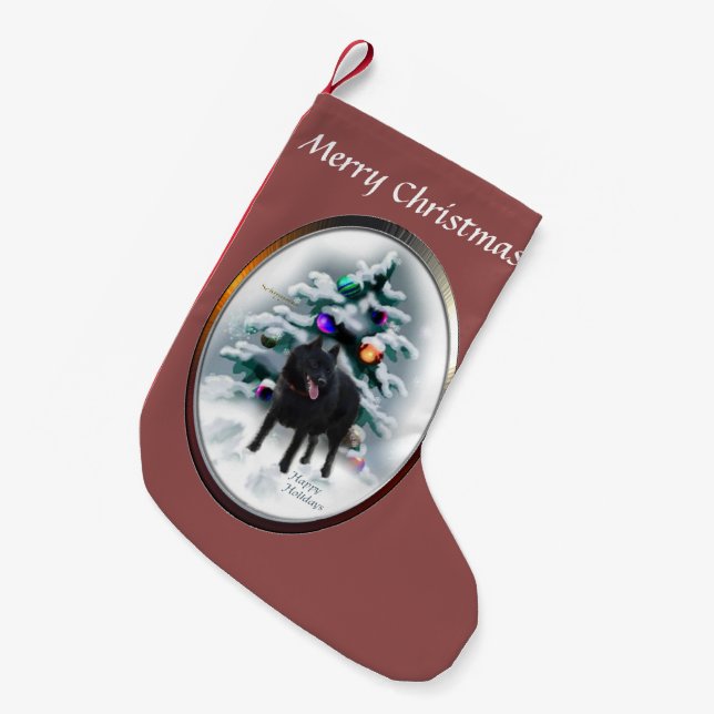 Schipperke Weihnachten Kleiner Weihnachtsstrumpf (Vorderansicht (hängend))