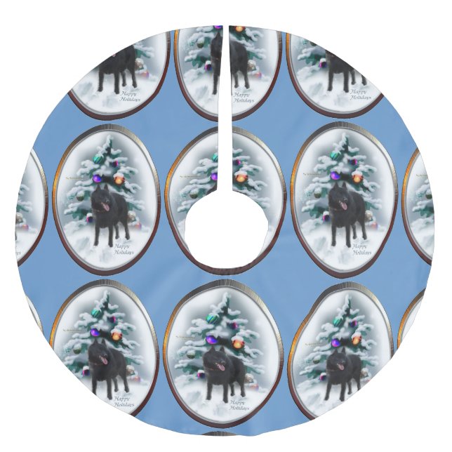 Schipperke Weihnachten Polyester Weihnachtsbaumdecke (Vorderseite)