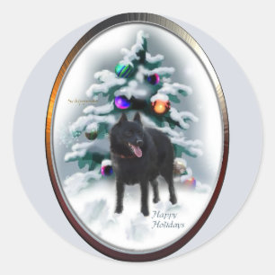 Schipperke Weihnachtsgeschenke Runder Aufkleber