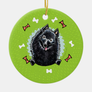 Schipperke-WeihnachtsKranz Keramik Ornament