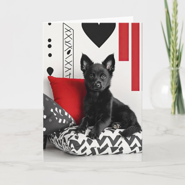 Schipperke Welppy Valentine Card Dankeskarte (Vorderseite)